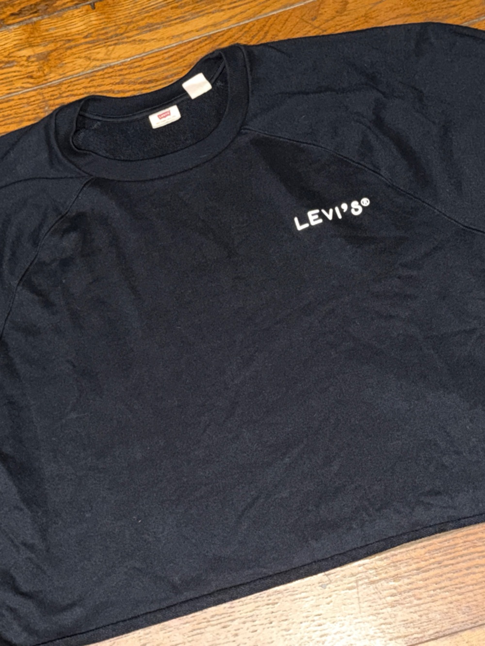 Levi's Black Crewneck cropped Sweatshirt with White Logo